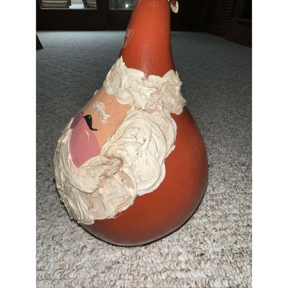 Vintage Hand Painted Santa Claus Large Gourd Folk Art Christmas Decoration 10" - Picture 3 of 8